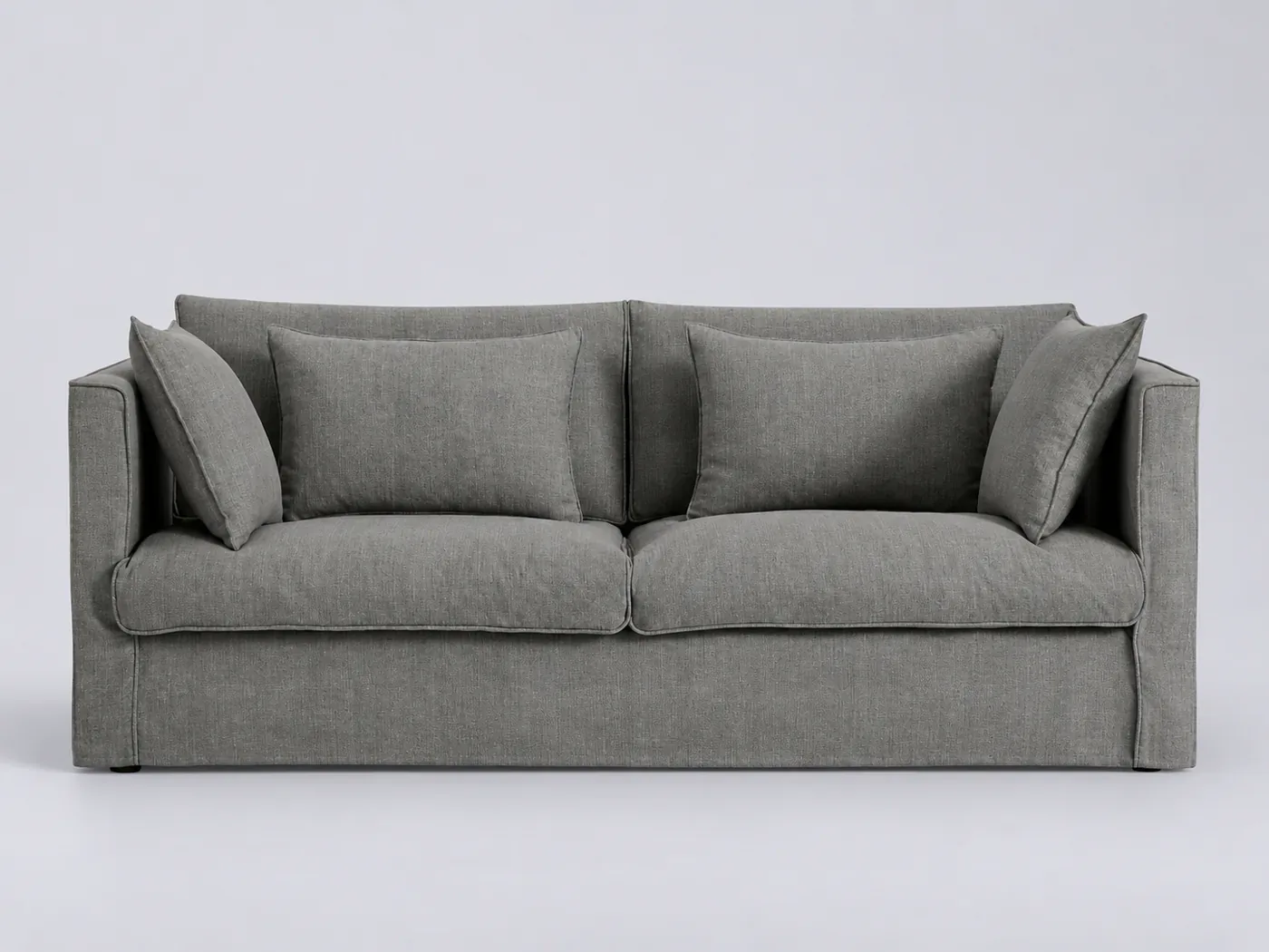 Canapé Camille La Redoute, 4 places droit fixe, coton et lin, coloris anthracite