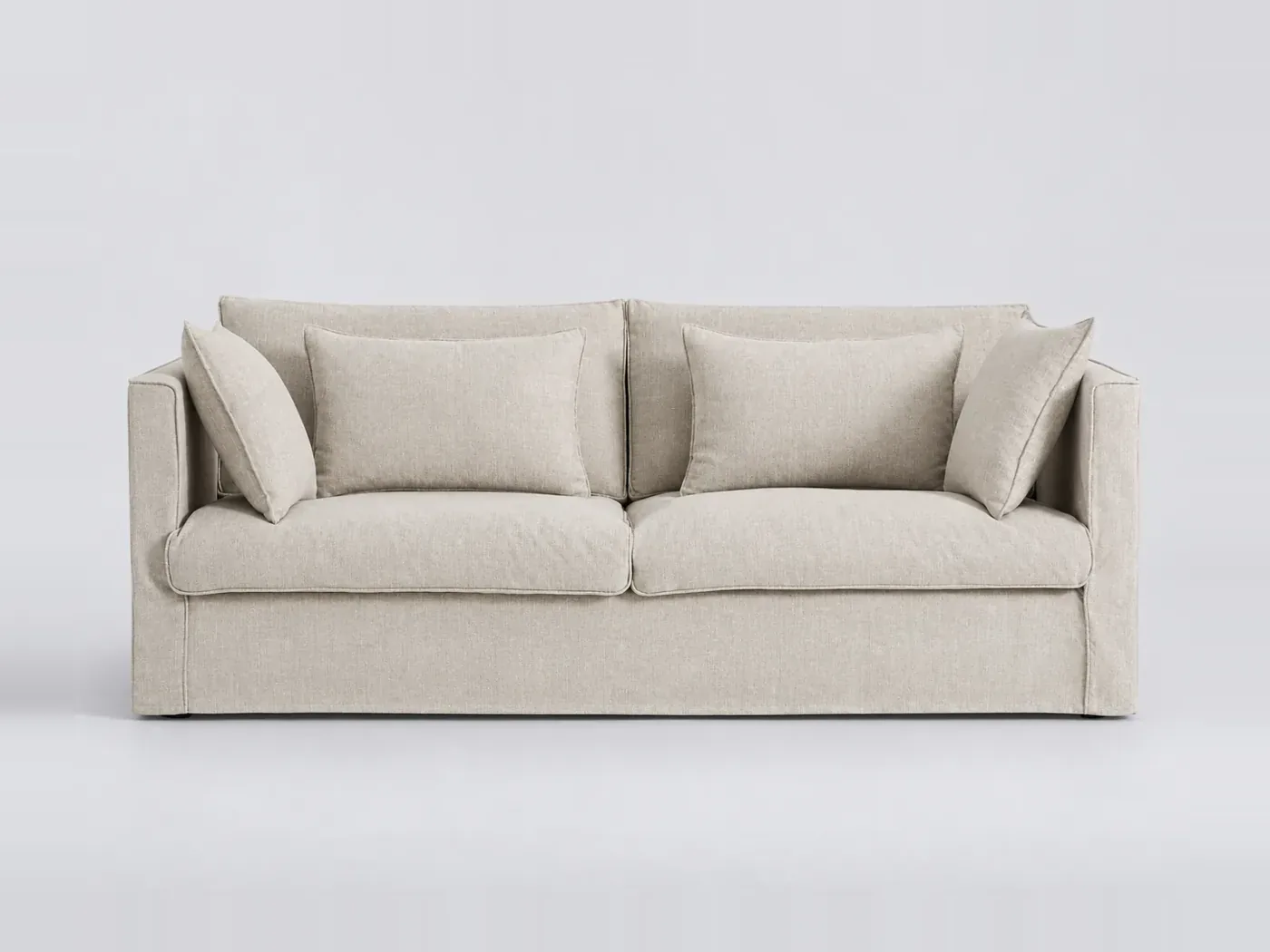 Canapé Camille La Redoute, 4 places droit fixe, coton et lin, coloris beige