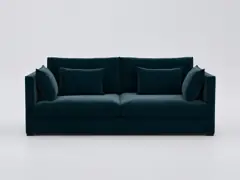 Canapé Camille La Redoute, 4 places droit fixe, velours, coloris bleu paon