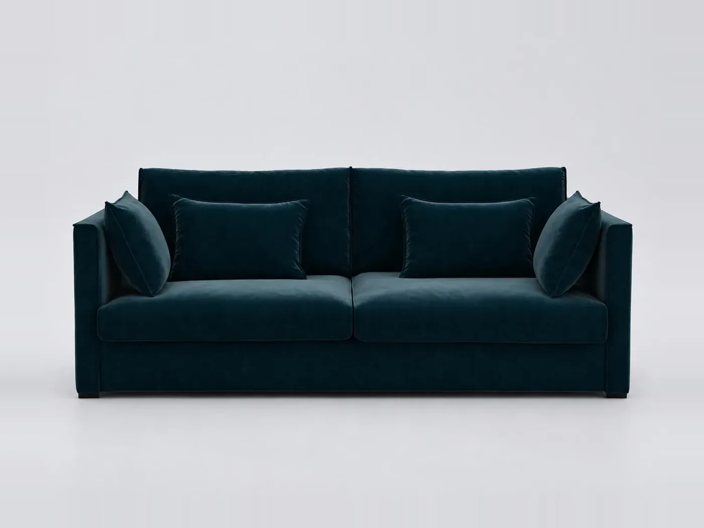 Canapé Camille La Redoute, 4 places droit fixe, velours, coloris bleu paon