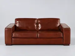 Canapé Colonel Maisons du Monde, 3 places droit convertible, cuir, coloris marron