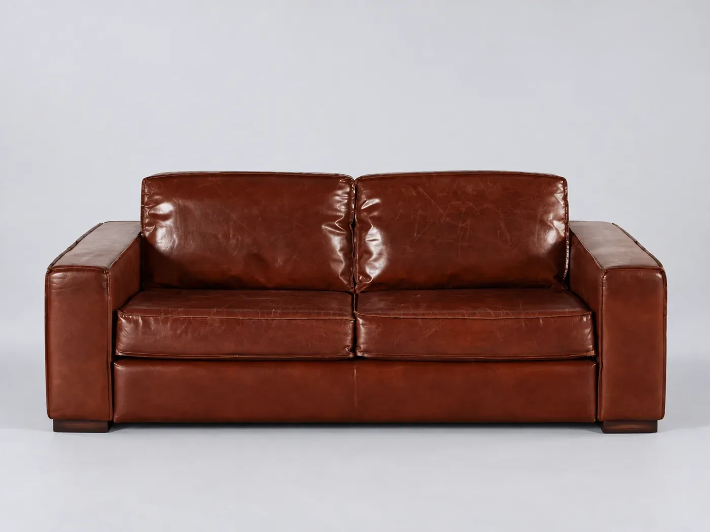 Canapé Colonel Maisons du Monde, 3 places droit convertible, cuir, coloris marron
