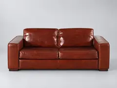 Canapé Colonel Maisons du Monde, 3 places droit fixe, cuir, coloris de vachette marron