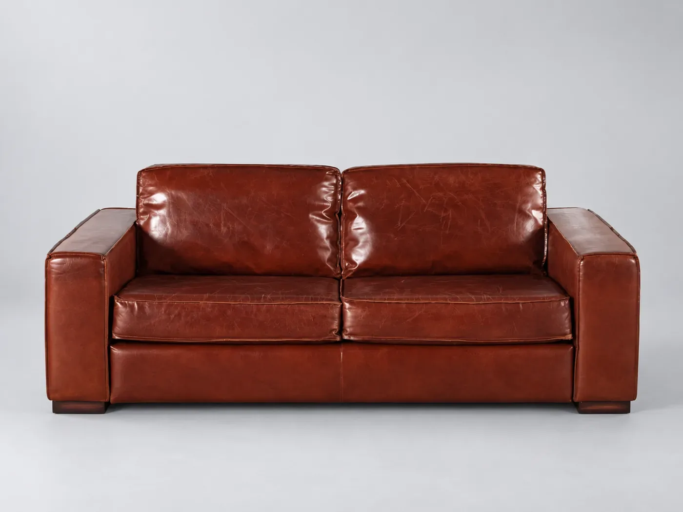 Canapé Colonel Maisons du Monde, 3 places droit fixe, cuir, coloris de vachette marron