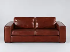 Canapé Colonel Maisons du Monde, 3 places droit fixe, cuir, coloris marron
