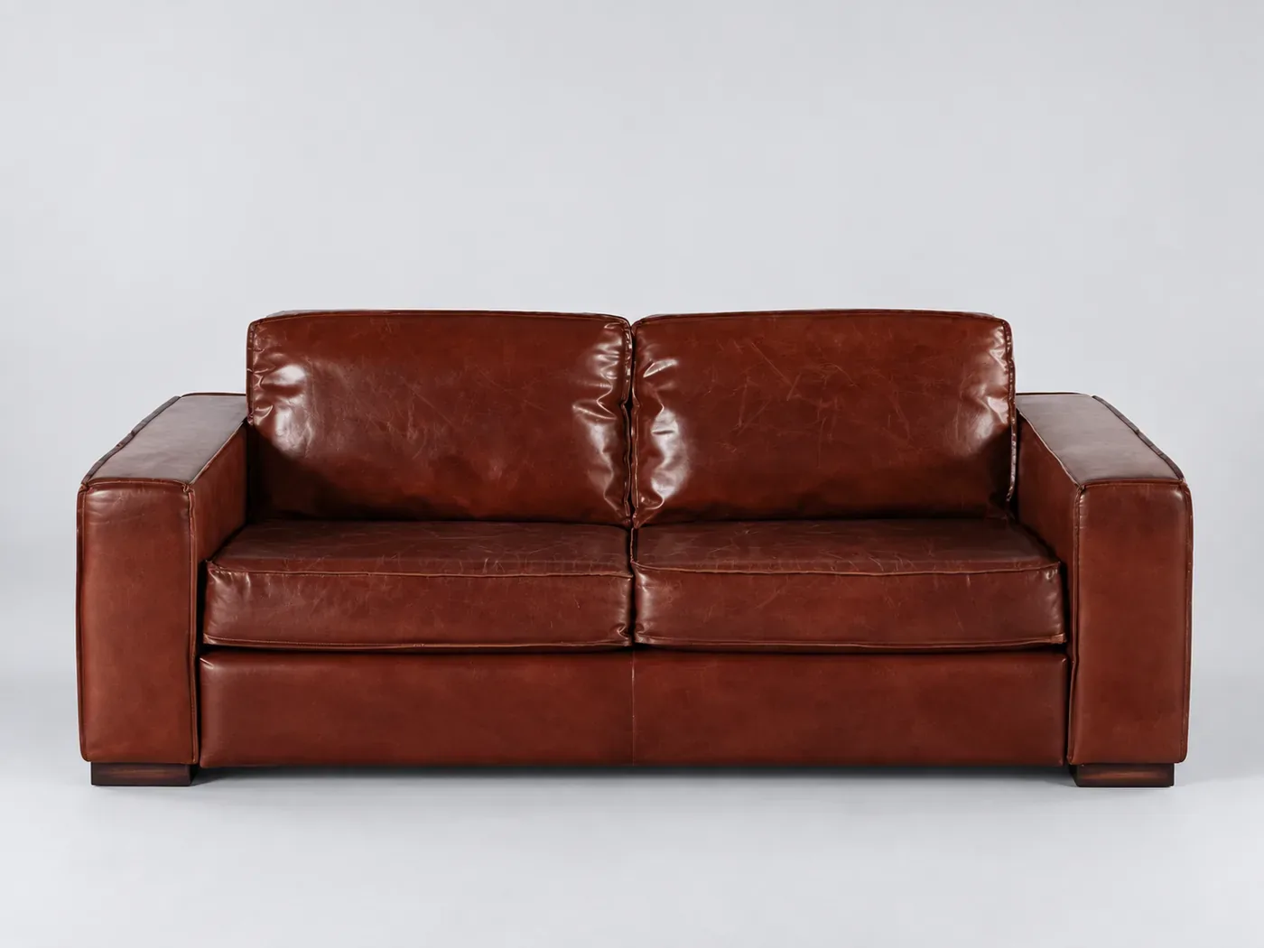 Canapé Colonel Maisons du Monde, 3 places droit fixe, cuir, coloris marron