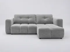 Canapé Romy Maisons du Monde, 3 places d'angle convertible, velours, coloris gris clair