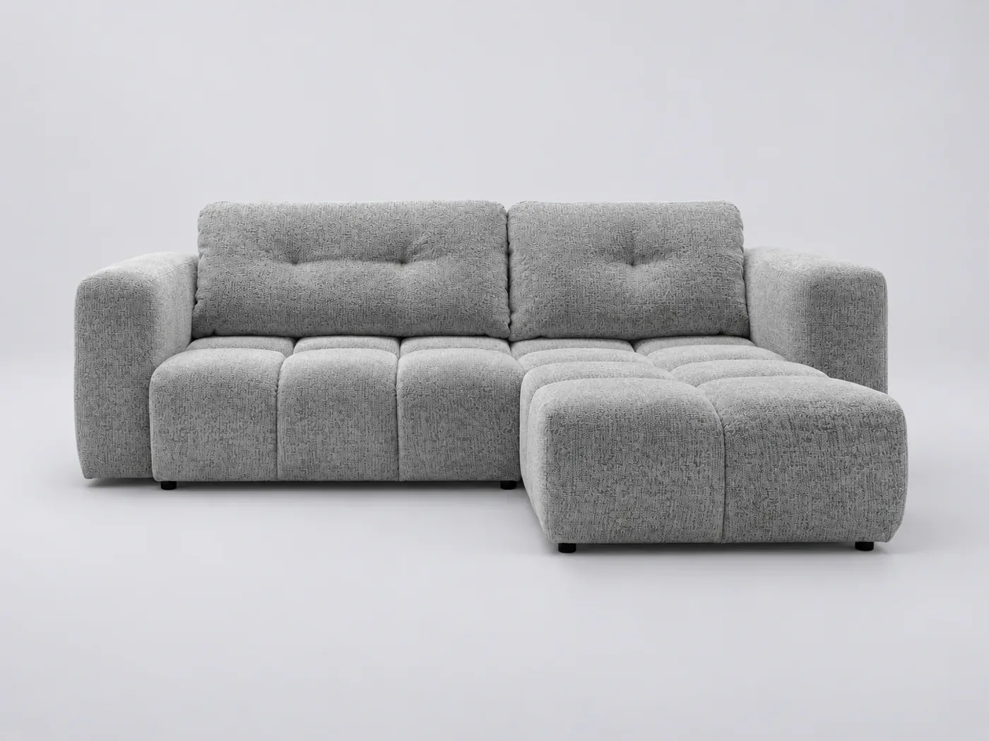 Canapé Romy Maisons du Monde, 3 places d'angle convertible, velours, coloris gris clair