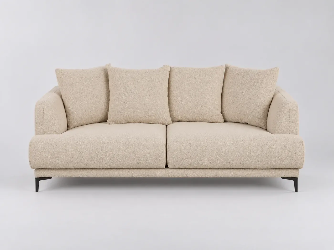 Canapé Romy Maisons du Monde, 3 places droit convertible, bouclette, coloris s beiges matelas 12 cm