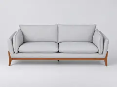 Canapé Shield Maisons du Monde, 3 places droit fixe, coloris gris clair chine