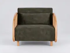 Canapé Narnia Maisons du Monde, 1 place droit convertible, velours, coloris vert