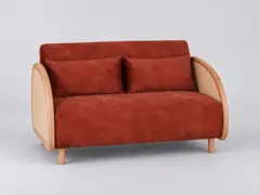 Canapé Narnia Maisons du Monde, 2 places droit convertible, velours, coloris terracotta