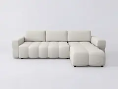Canapé Gabriel Maisons du Monde, 5 places d'angle convertible, tissu, coloris bouclette creme