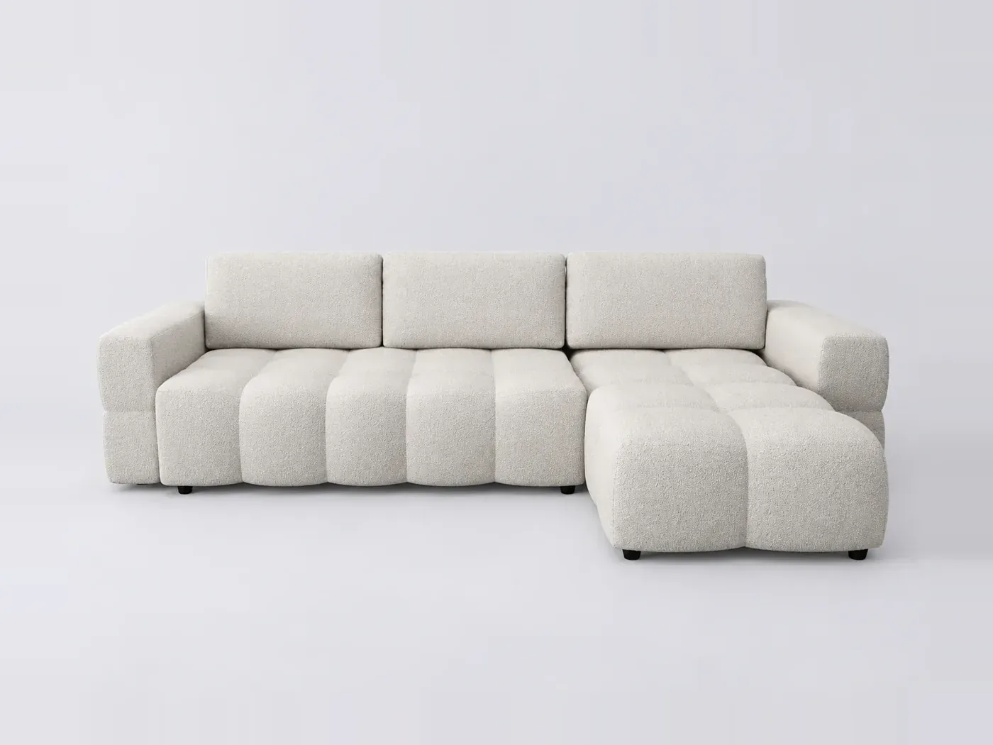 Canapé Gabriel Maisons du Monde, 5 places d'angle convertible, tissu, coloris bouclette creme