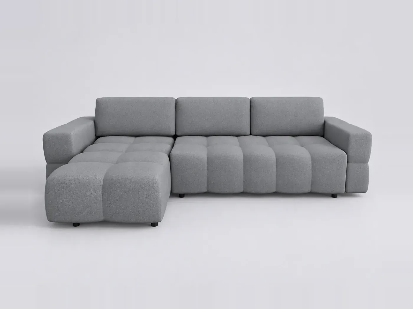 Canapé Gabriel Sia Home, 5 places d'angle convertible, tissu, coloris gris béton