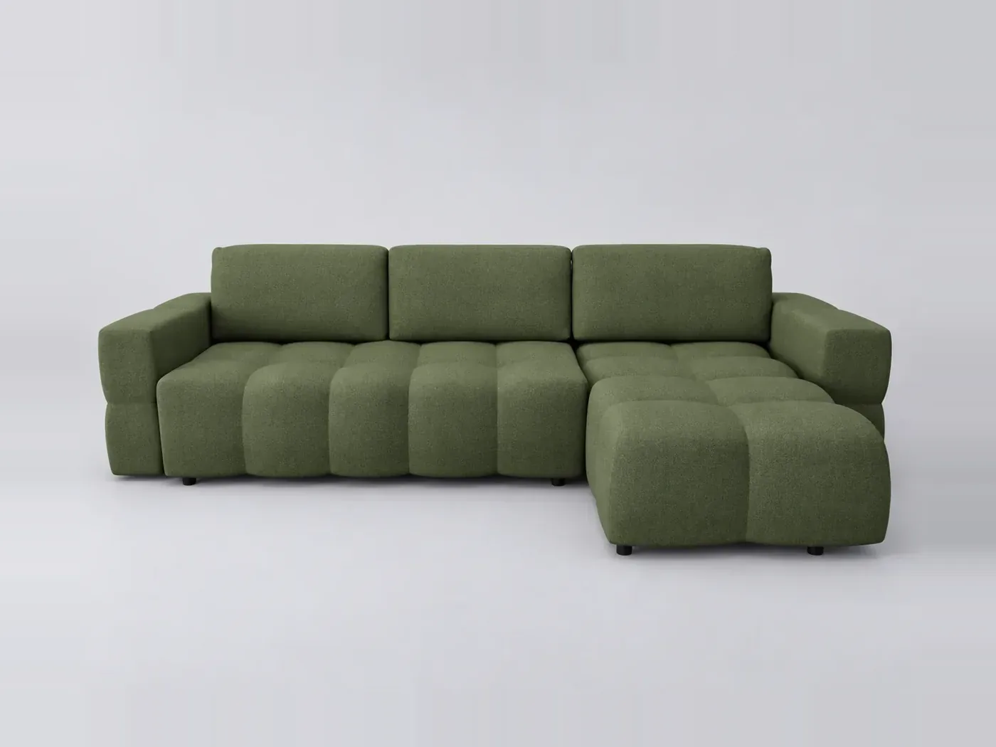 Canapé Gabriel Sia Home, 5 places d'angle convertible, tissu, coloris vert olive