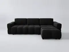 Canapé Gabriel Maisons du Monde, 5 places d'angle convertible, velours, coloris anthracite foncé