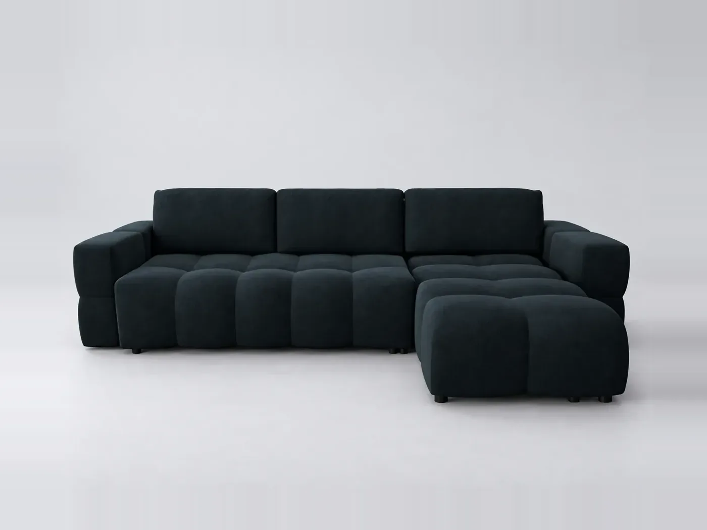 Canapé Gabriel Maisons du Monde, 5 places d'angle convertible, velours, coloris bleu paon