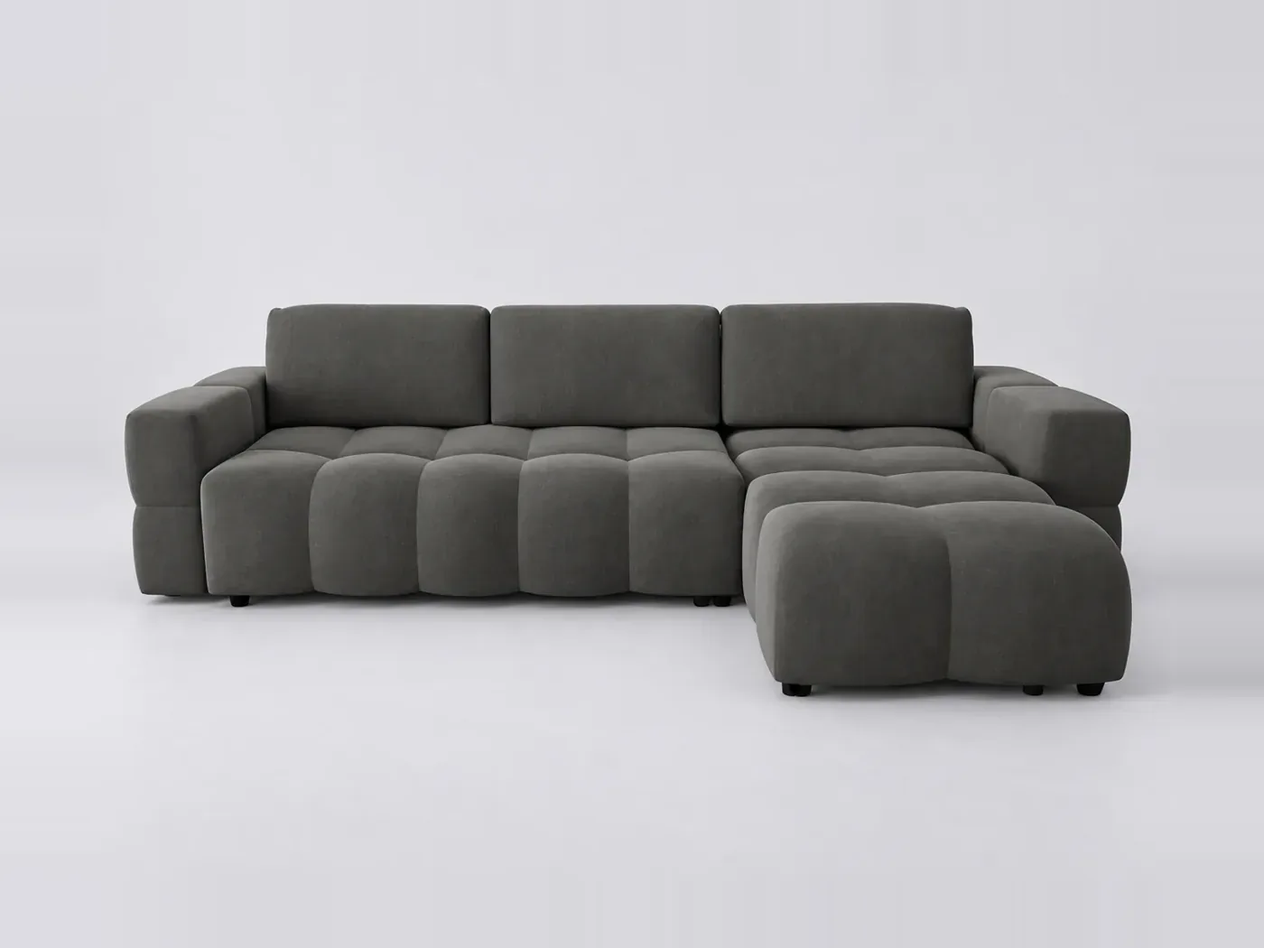 Canapé Gabriel Maisons du Monde, 5 places d'angle convertible, velours, coloris gris graphite