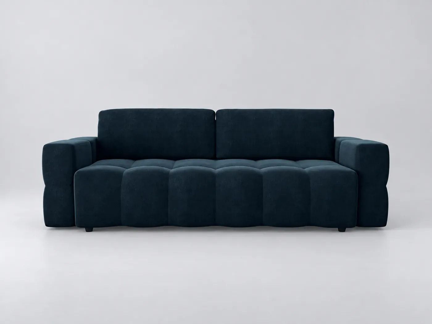 Canapé Gabriel Maisons du Monde, 4 places droit convertible, velours, coloris bleu paon