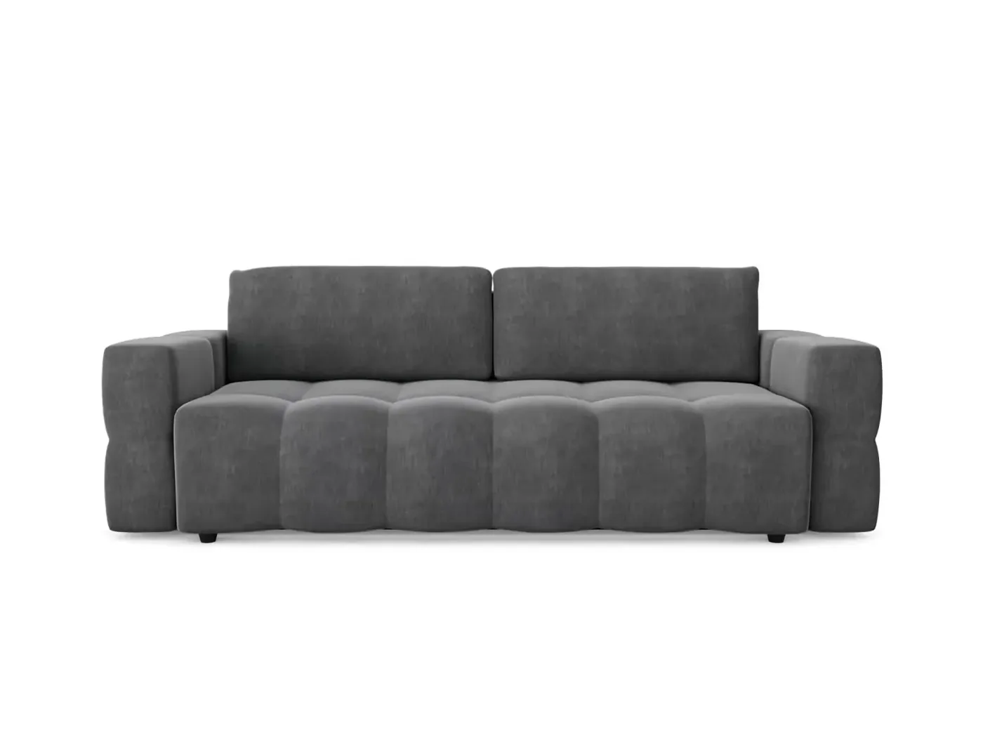 Canapé Gabriel Maisons du Monde, 4 places droit convertible, velours, coloris gris graphite