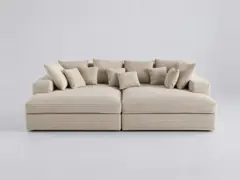 Canapé Collins Maisons du Monde, 4 places d'angle fixe, velours côtelé, coloris beige