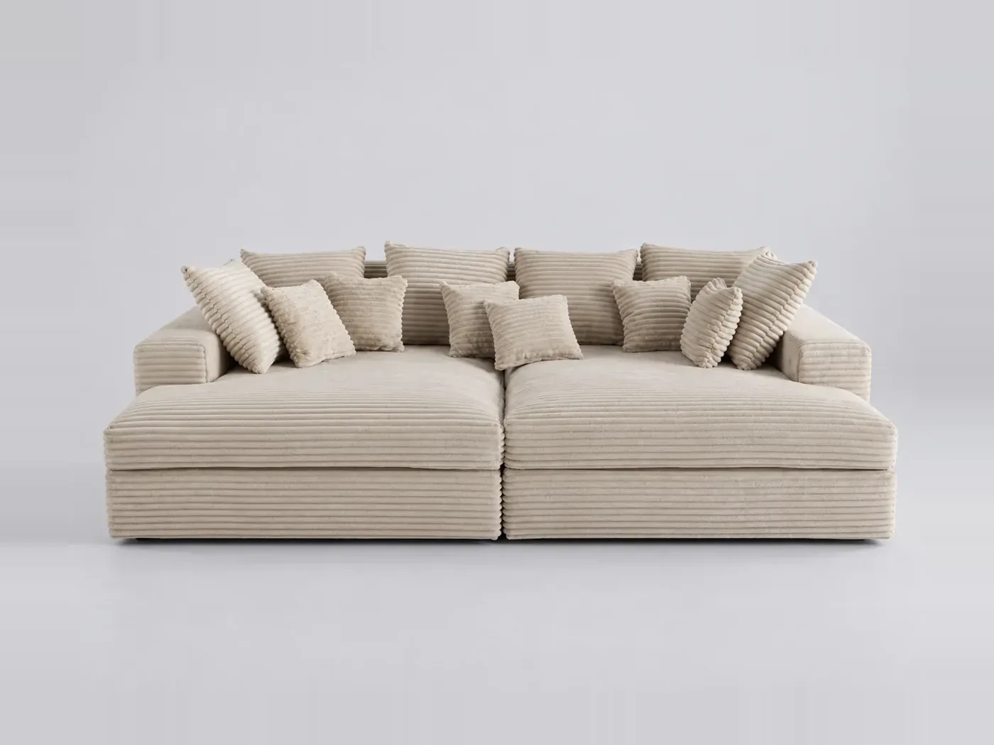 Canapé Collins Maisons du Monde, 4 places d'angle fixe, velours côtelé, coloris beige
