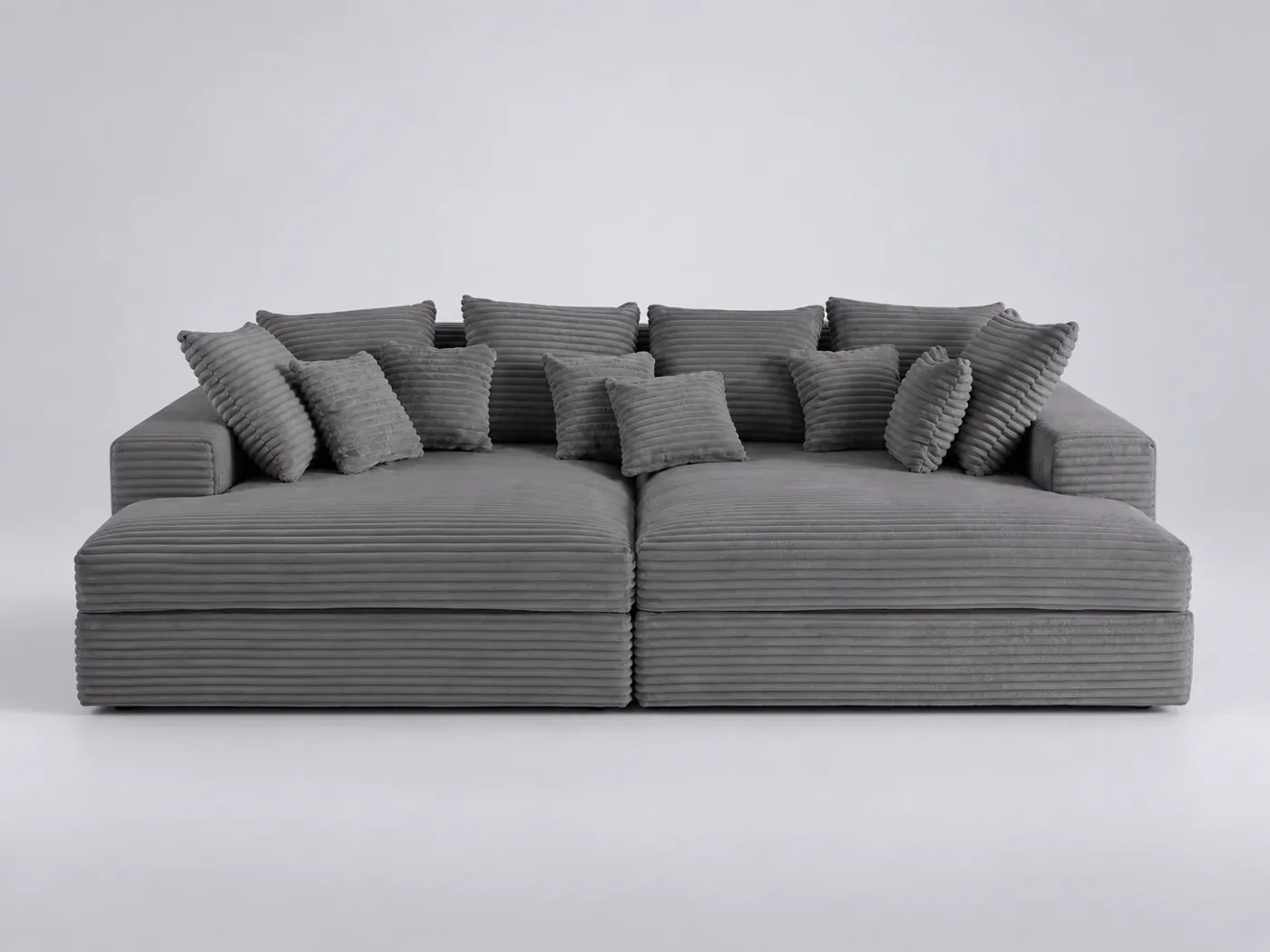 Canapé Collins Maisons du Monde, 4 places d'angle fixe, velours, coloris gris