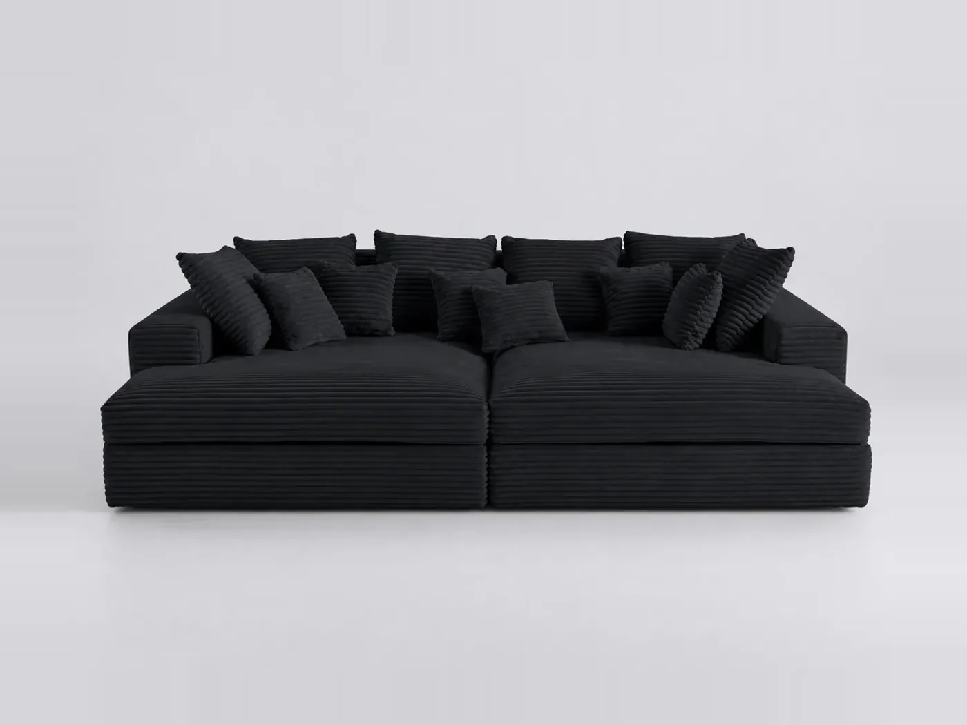 Canapé Collins Best Mobilier, 4 places d'angle fixe, velours, coloris noir