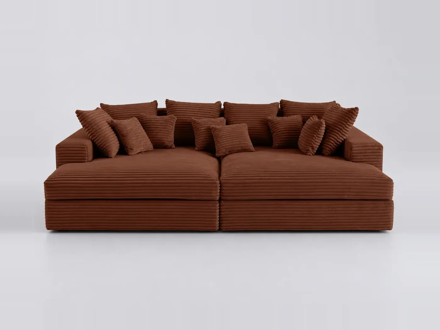 Canapé Collins Maisons du Monde, 4 places d'angle fixe, velours, coloris terracotta
