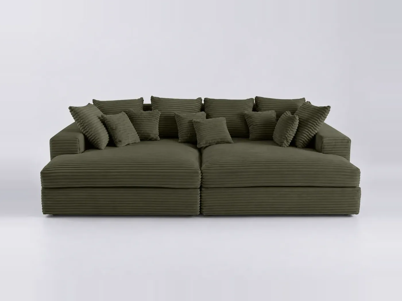 Canapé Collins Best Mobilier, 4 places d'angle fixe, velours, coloris vert