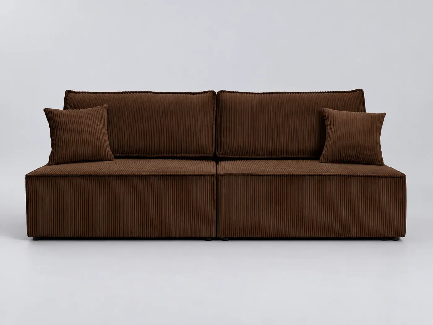 Canapé Fiona Usinestreet, 3 places droit convertible, velours, coloris marron