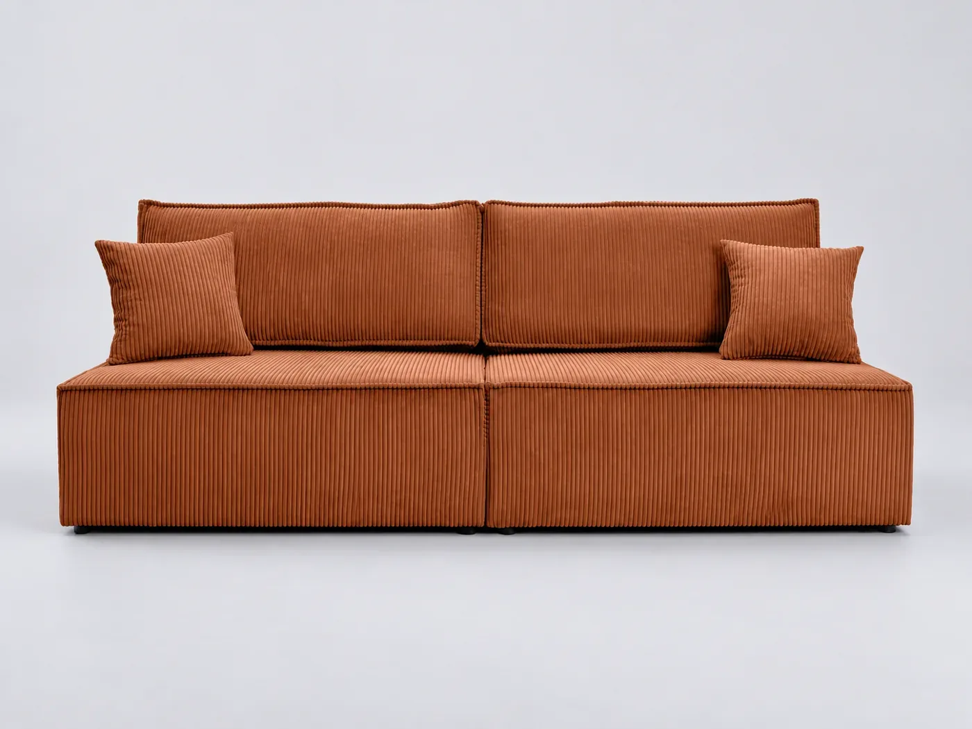 Canapé Fiona Usinestreet, 3 places droit convertible, velours, coloris terracotta