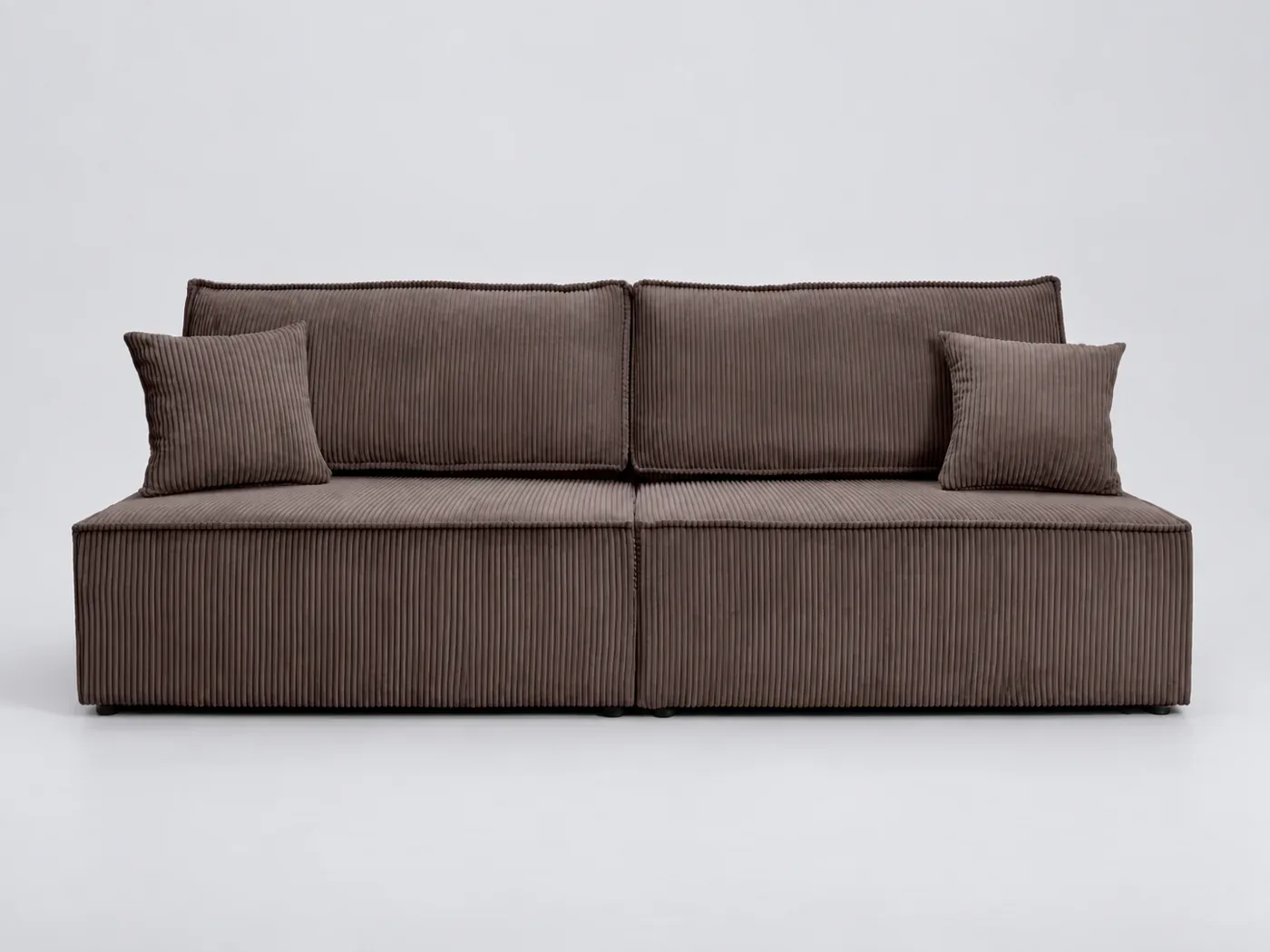 Canapé Fiona Maisons du Monde, 3 places droit convertible, velours, coloris marron glacé