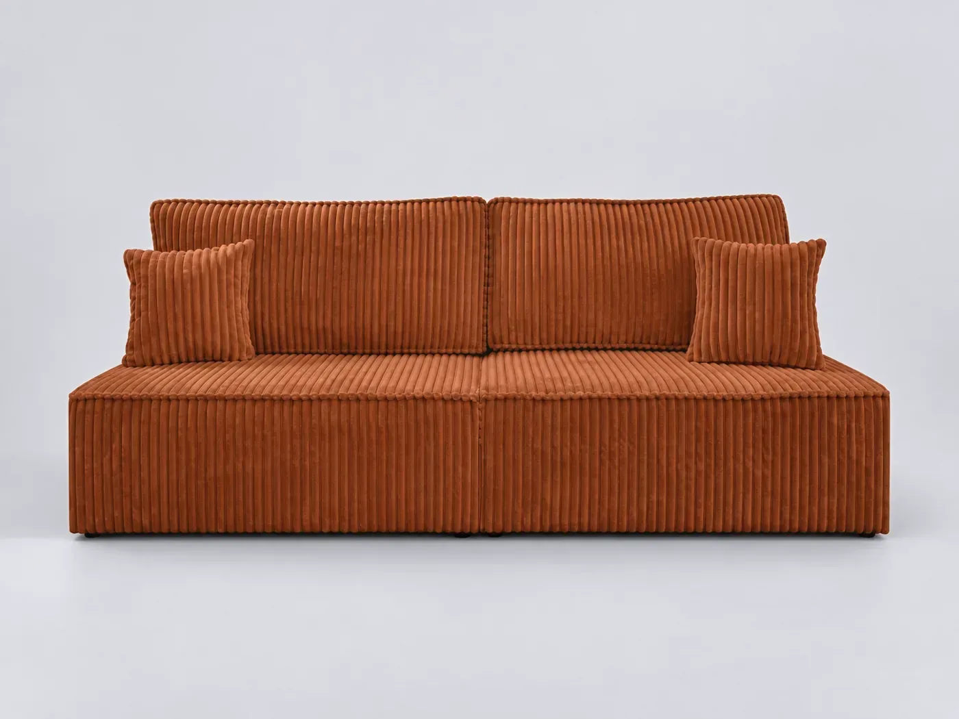 Canapé Fiona Maisons du Monde, 3 places droit fixe, velours, coloris terracotta
