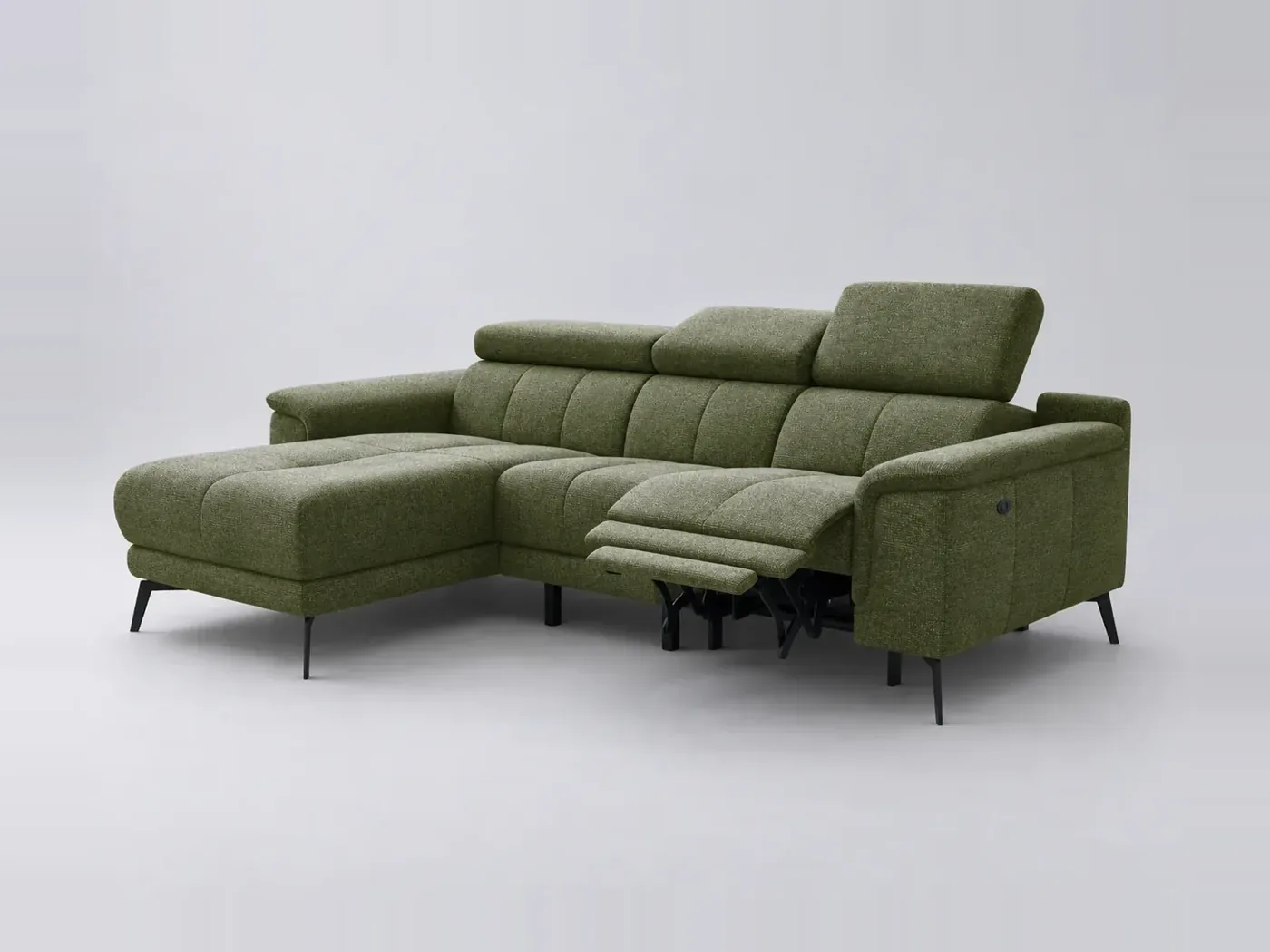 Canapé Fiero Maisons du Monde, 3 places d'angle fixe, coloris olive