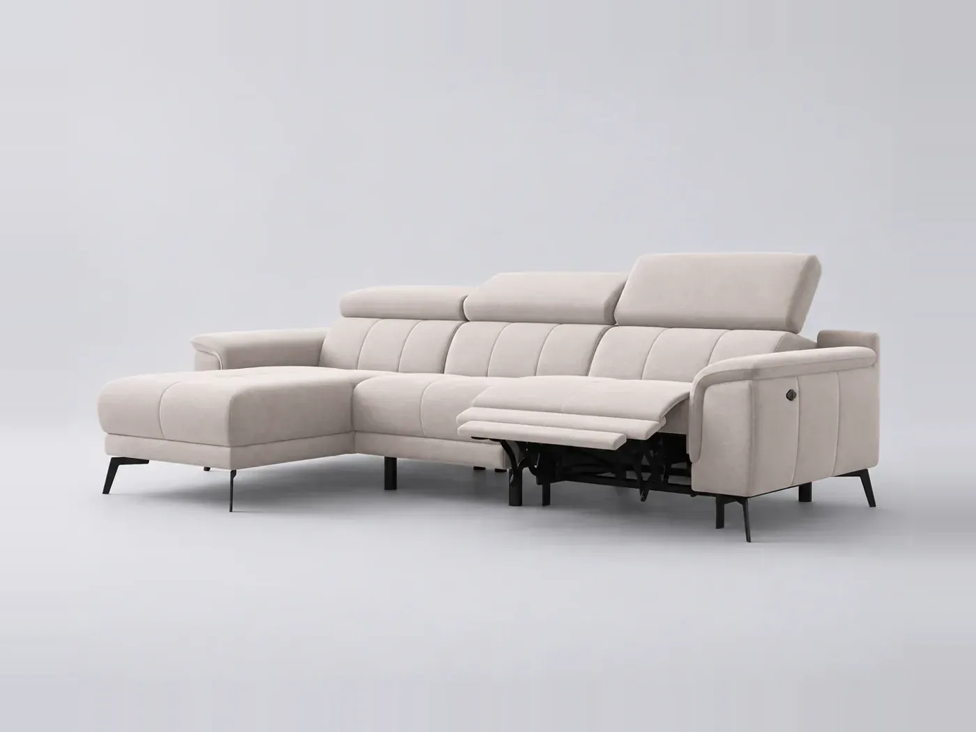 Canapé Fiero Wozimo, 4 places d'angle fixe, coloris beige