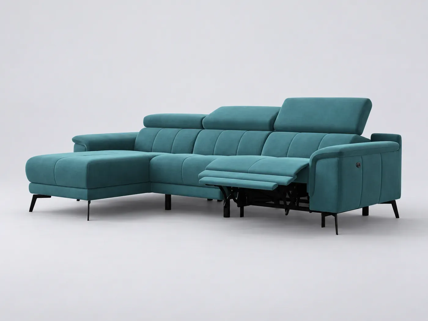 Canapé Fiero Maisons du Monde, 4 places d'angle fixe, coloris turquoise
