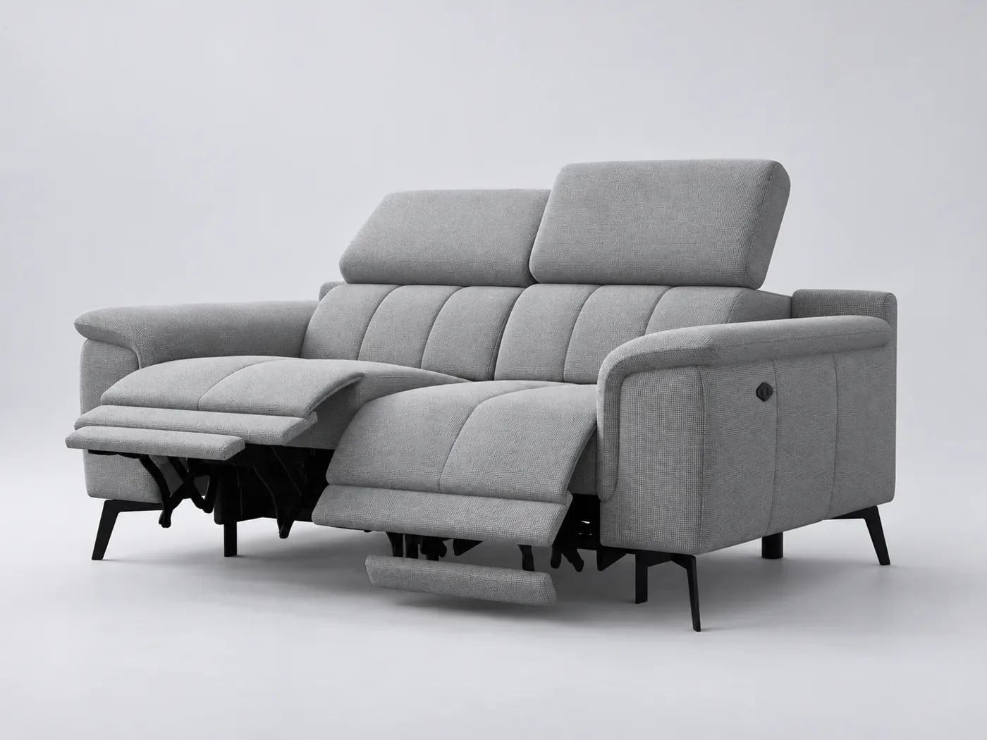 Canapé Fiero Maisons du Monde, 2 places droit fixe, coloris gris argenté