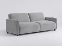 Canapé Alicia Maisons du Monde, 3 places droit convertible, velours, coloris gris clair