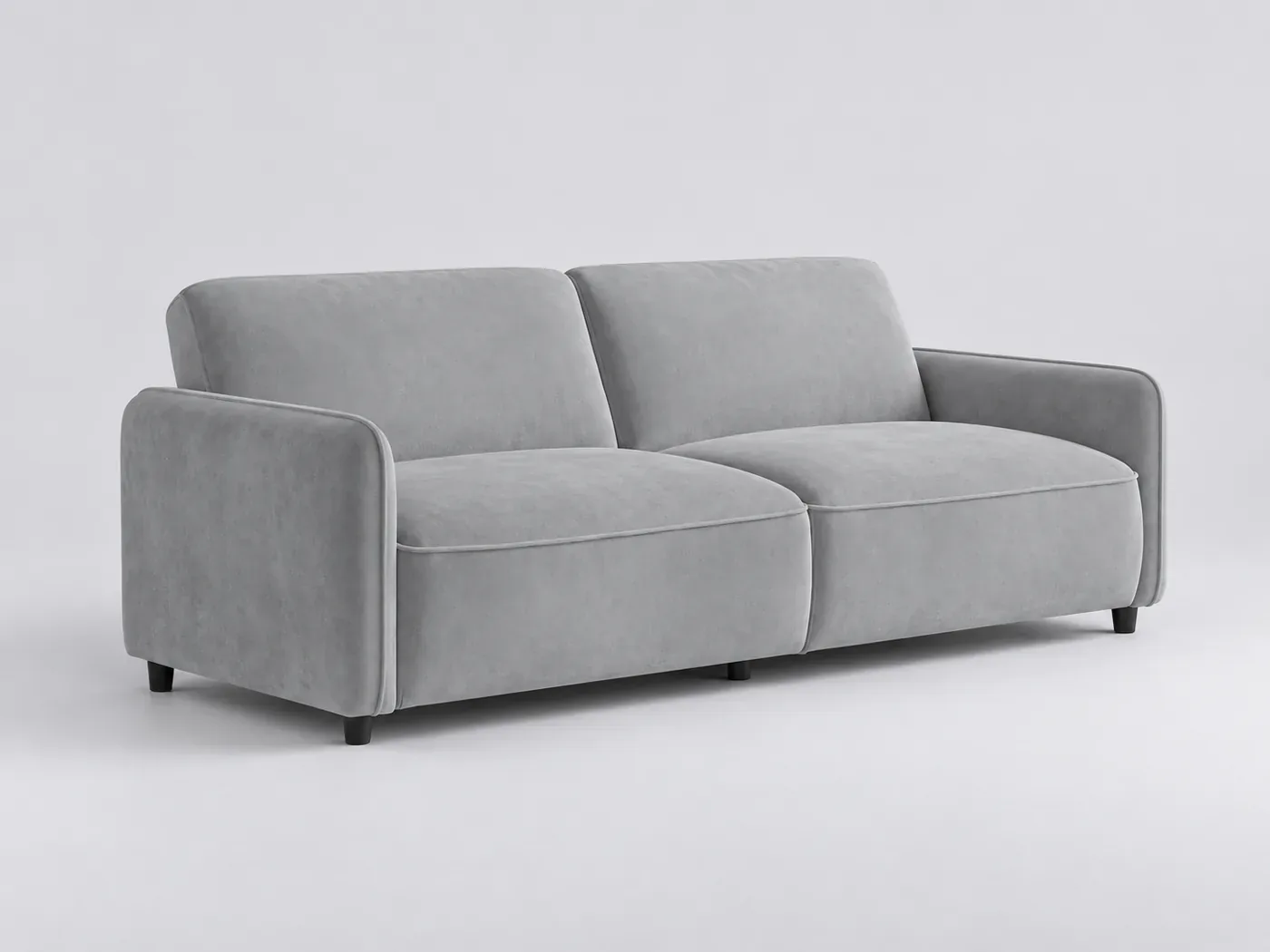 Canapé Alicia Maisons du Monde, 3 places droit fixe, velours, coloris gris clair
