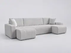 Canapé Alicia Maisons du Monde, 7 places panoramique convertible, velours côtelé, coloris gris