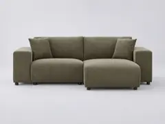 Canapé Aberdeen Maisons du Monde, 3 places d'angle fixe réversible, velours côtelé, coloris vert