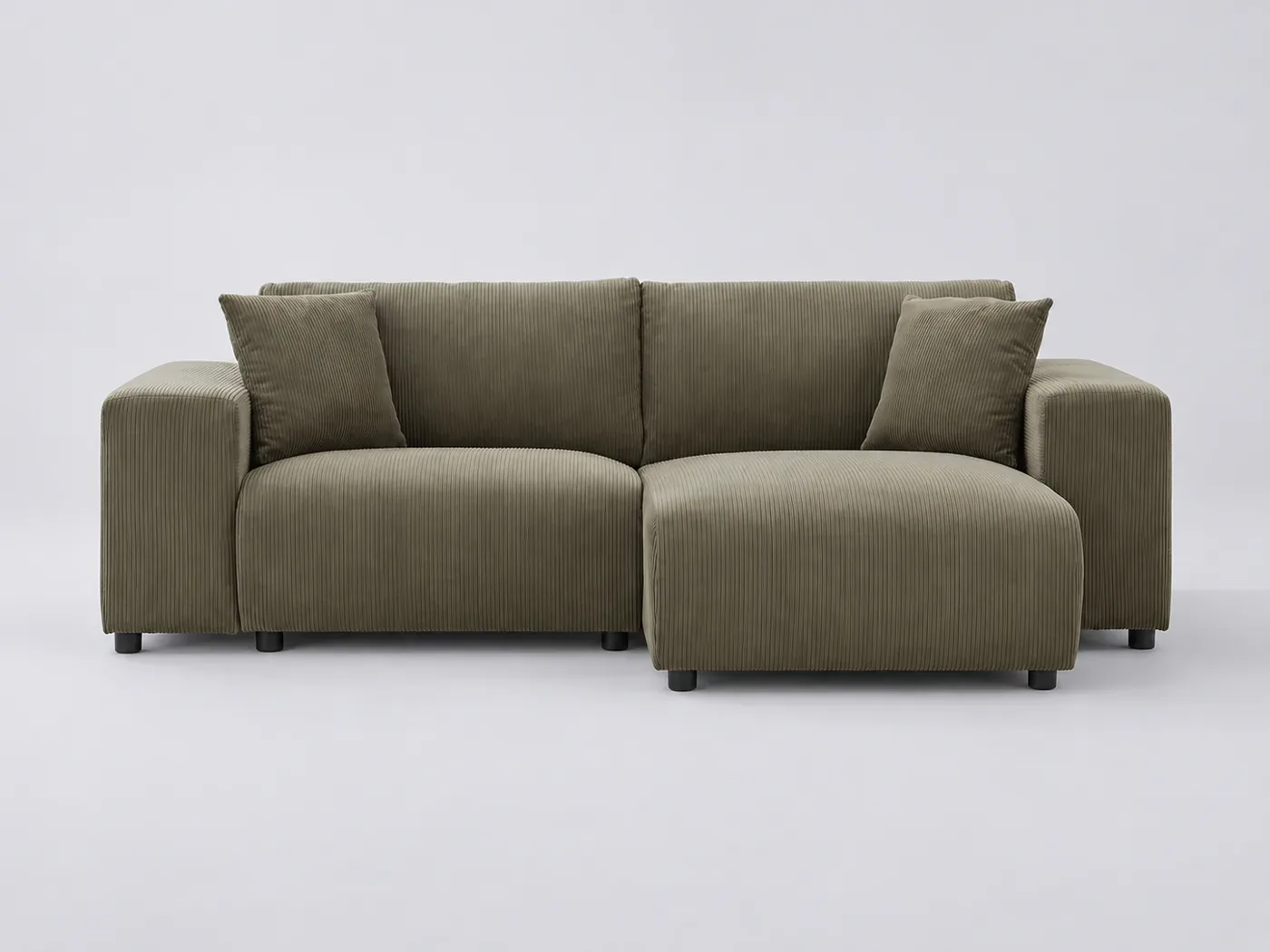 Canapé Aberdeen Maisons du Monde, 3 places d'angle fixe réversible, velours côtelé, coloris vert