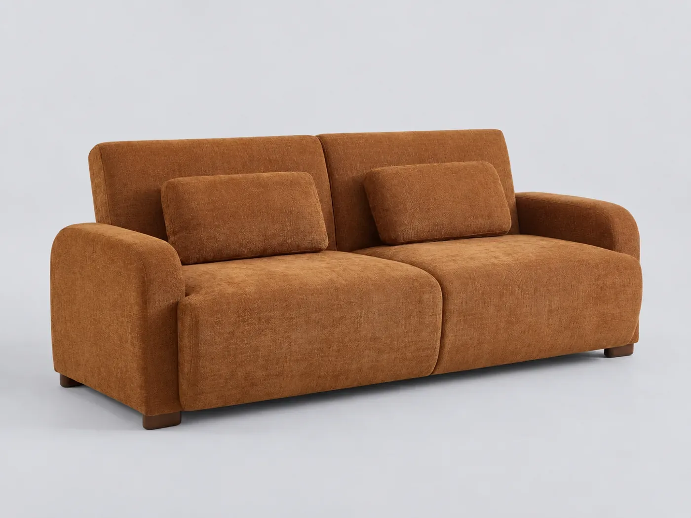 Canapé Dany Maisons du Monde, 3 places droit convertible, coloris rouille