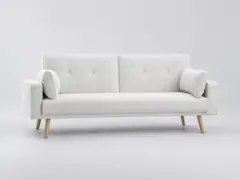 Canapé Elga Maisons du Monde, 3 places droit convertible, coloris bouclette blanc
