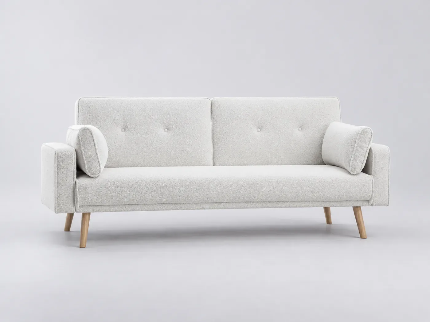 Canapé Elga Maisons du Monde, 3 places droit convertible, coloris bouclette blanc