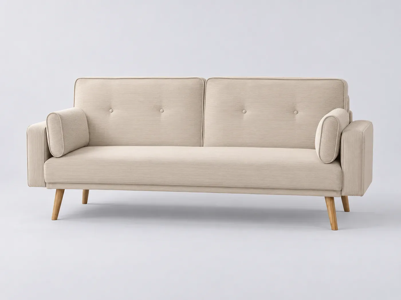 Canapé Elga Maisons du Monde, 3 places droit convertible, velours côtelé, coloris beige