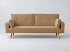 Canapé Elga Maisons du Monde, 3 places droit convertible, velours côtelé, coloris taupe