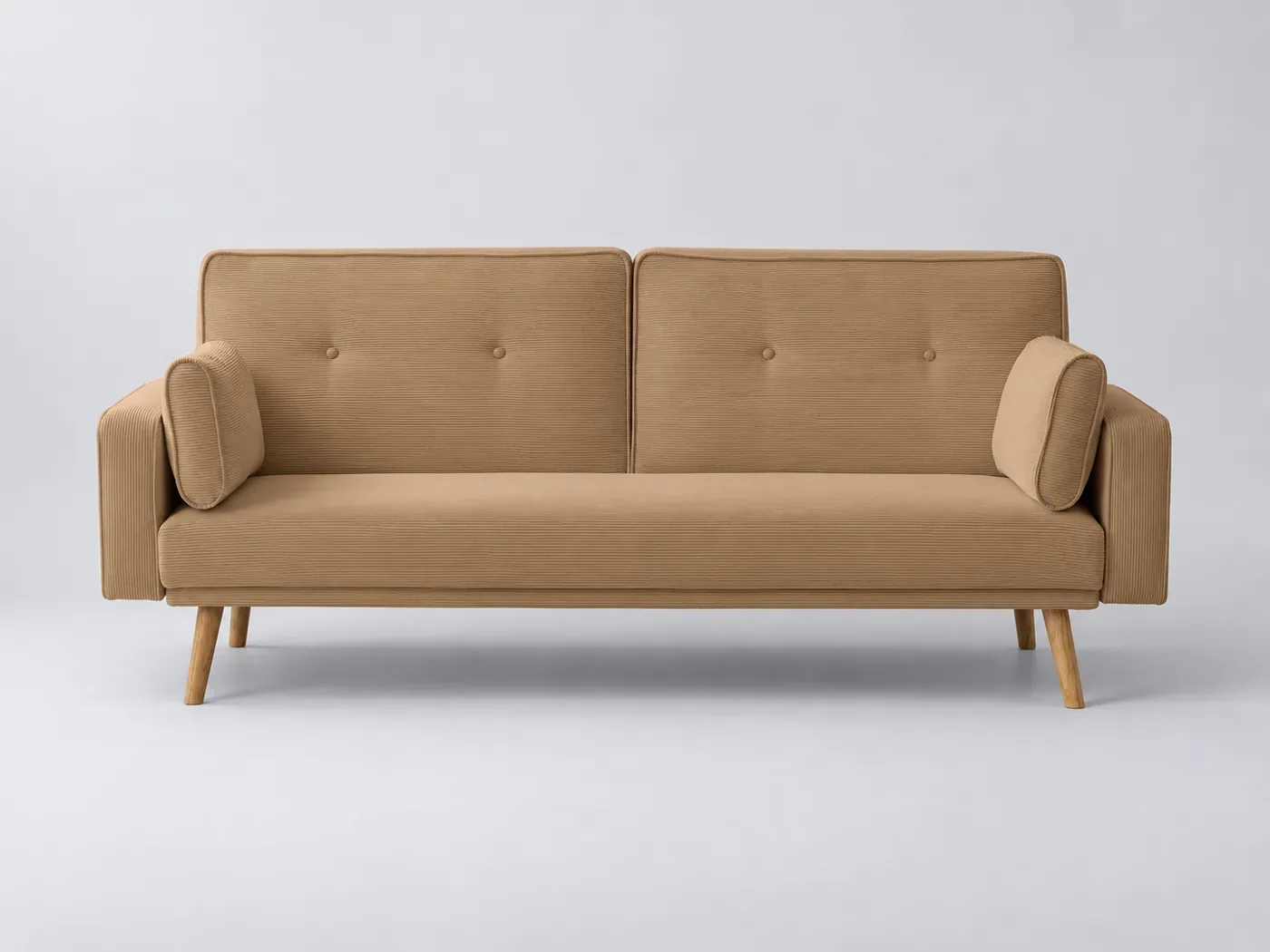 Canapé Elga Maisons du Monde, 3 places droit convertible, velours côtelé, coloris taupe